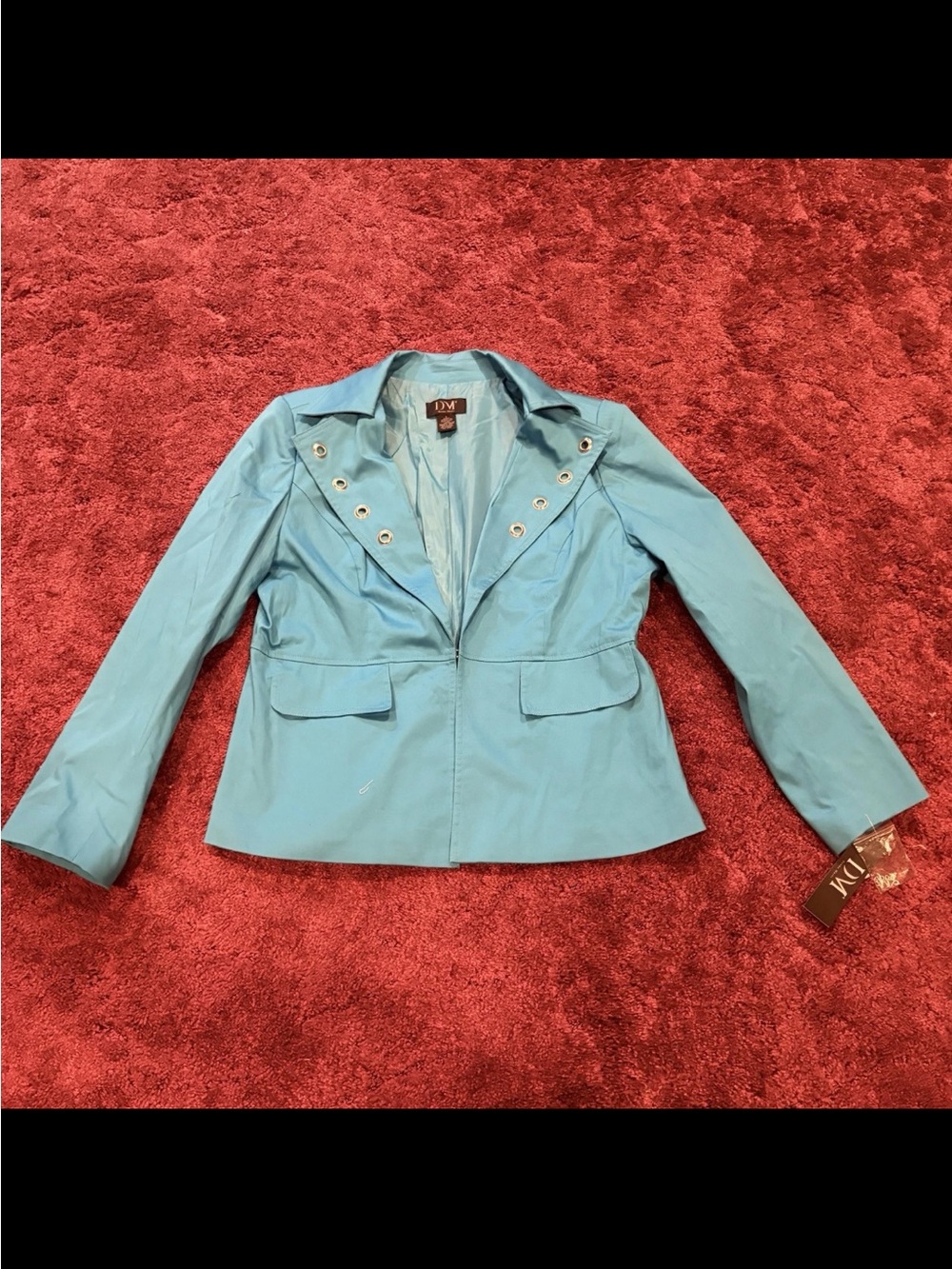 DVF Blue Lightweight Eyelet-Trim Blazer